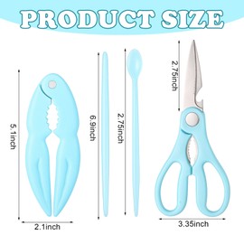 Honoson 14 Pieces Seafood Tools Set Includes 4 Crab Leg Crackers 4 Crab Spoons 4 Needles 2 Seafood Scissors Portable Multicolored Lobster Crackers and Tools for Eating