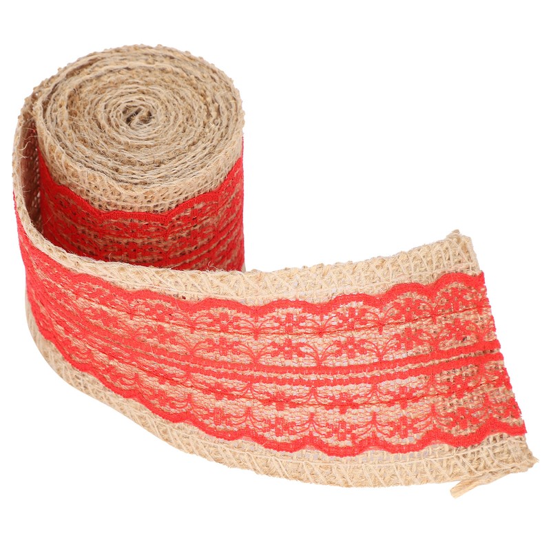 5Pcs Burlap Ribbon Lace Linen Roll Jute Belt DIY Hand