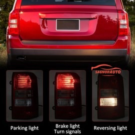 Sagnod Auto Taillight compatible with 2008-2017 Jeep Patriot Right Passenger side
