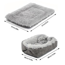 MEETOZ Cat Beds for Medium Cats and Dogs, Function 2 in 1 Plush Soft Blanket, Warm Furry Self Warming Cat Mat, Puppy Bed Kitten Bed Washable