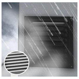 Square Ventilation Grille, Black Metal Square Ventilation Grille Stainless Steel Air Vent Cover for Efficient Home Ventilation (20x20cm)