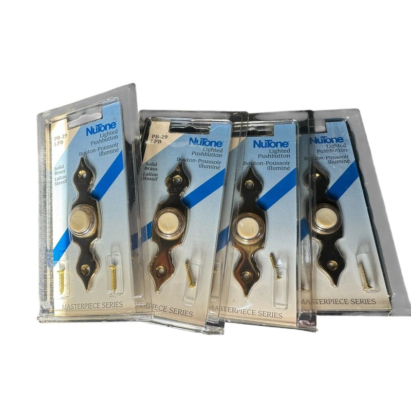 NuTone PB-29LPB Pushbutton Lighted Door Bell Solid Brass Polished **Please