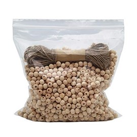 INSPIRELLE 1800pcs 8mm Natural Wood Beads Unfinished Round Wooden Loose Beads Wood Spacer Beads with 10M Jute Twine for Craft Making Home Decoration