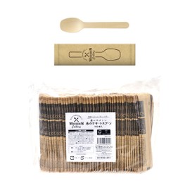 Strix Design SD-934 Wooden Dessert Spoons, Disposable, Commercial Use, 100 Pieces, 4.3 inches (11 cm), Individual Packaging, Natural Wood, Flat Tip, Easy to Scoop, Natural Texture, Cafes, Outdoors, Birch