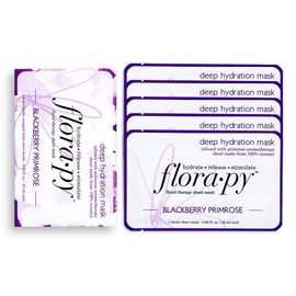 Aromatherapy Facial Sheet Mask - Hydrating - Moisturizing - Essential Oils - Deep Hydration Blackberry Primrose (5-Pack) by Florapy Beauty