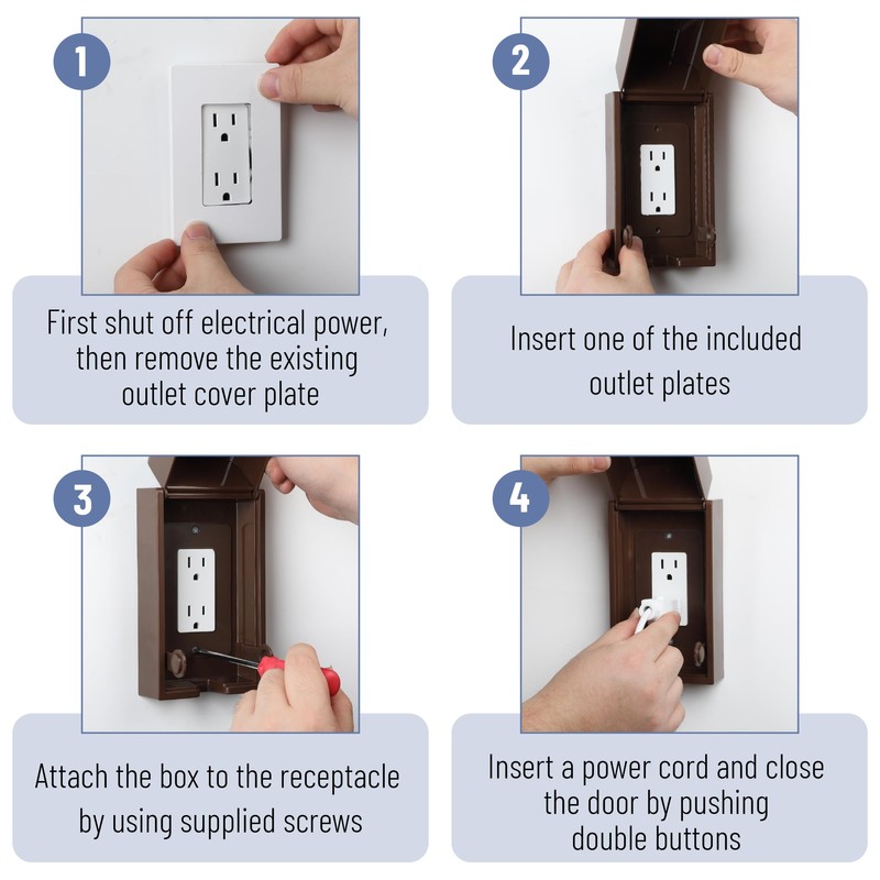 Bates - Baby Safety Outlet Cover Box, Brown, Outlet Covers