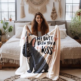 Funny French Bulldog Blanket - 'I Didn't Fart - My Butt Blew You A Kiss' - Humorous and Playful Throw for Dog Lovers - Cozy and Light-Hearted Gift - Perfect for Adding A Touch of Whimsy to Any Room