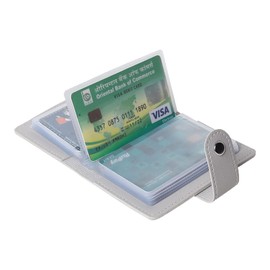 Stealodeal Leatherite Double Zipper Card Holder, Grey, Minimalist