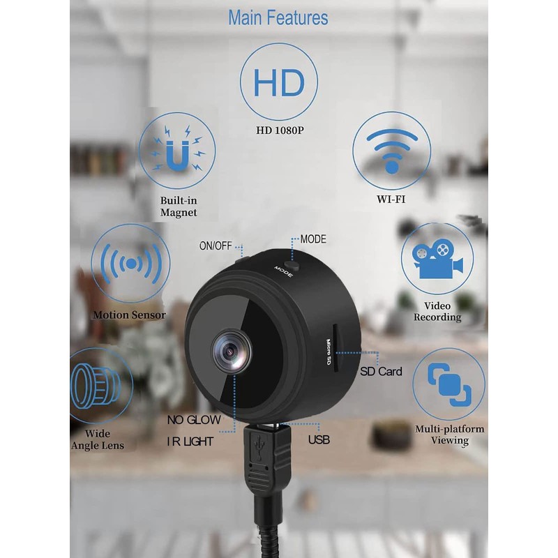 senri Mini Security Camera, 1080P HD WiFi Home Indoor Outdoor