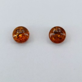 Amber America Natural Cognac Brown BALTIC AMBER Post Earrings 925 STERLING SILVER Poland #4050