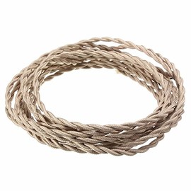 Quinwind 5m Vintage 2 Core Twisted Braided Cloth Cable Wire Electrical Lighting Cord - Apricot
