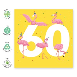 CENTRAL 23 60th Birthday Card for Women, Flamingo, Age 60, 60th Birthday Card for Daughter, Sister, Niece, Friends, Mom, Wife, Comes with Stickers