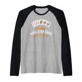 Solitair Queen Design For Card Game Lovers Raglan Baseball Tee