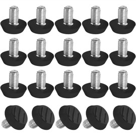 LUORNG 20PCS Adjustable Table and Chair Leg Screws M8x20x15 Long 3 Line Bottom Patio Furniture Replacement Parts Sliding Outdoor Leveler for Chairs and Tables Black