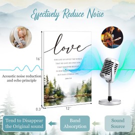 Sacubee 6 Pack Acoustic Christian Art Panels 12" x 16" Faith Hope Love Soundproof Wall Panels Self Adhesive Bible Verse Decor Religious Sound Absorbing Treatment for Home(Mountain)