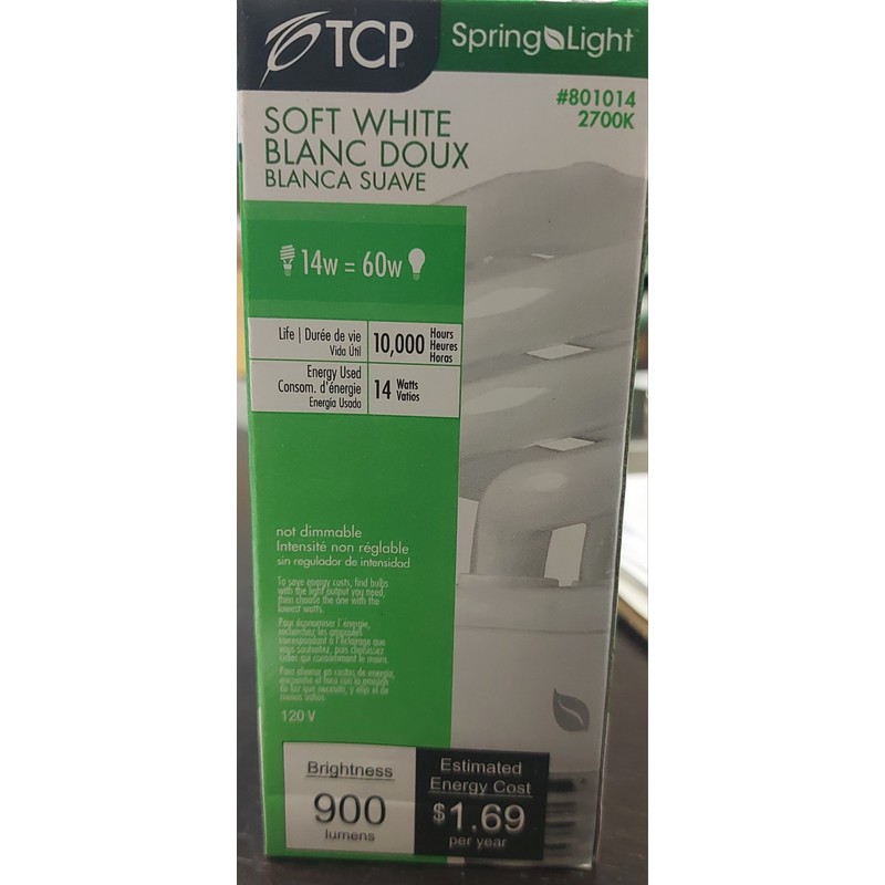 TCP Spring Light 14W=60W Soft White Fluorescent Bulbs (12 Pack)