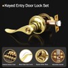 NIZADO 3 Pack Door Handle and Deadbolt Set Brass, Keyed