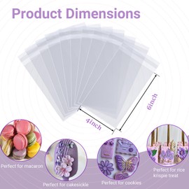 JCXGRVC 100pcs 4x6Inches Clear Cakesicle Bags Cookies Rice KrispieTreat Bags Individually Wrapped Treat Packaging for Soap Browine Chocolate Truffle Candy Gift Wedding Birthday Party Favors
