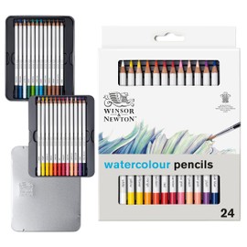 Winsor & Newton Precision Pencils Graphic Sketching Pencils Assorted in Metal Box 24 lebendige Farben Aquarell - Künstlerfarbstifte im Set