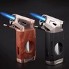 Butane Torch Lighter, Windproof Jet Flame Lighter with V-Cutter, Flame