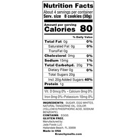 Krunchy Melts Original Meringue Cookies | Tangerine Flavor | Only 80 Calories Per Serving | Fat Free, Gluten Free, Dairy Free (4 Oz)