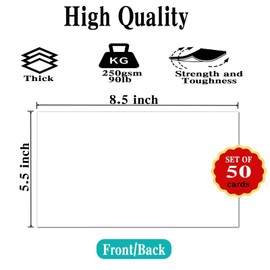 50 Pack 5.5x8.5 White Blank Cardstock Paper Thick Paper - 80lb Flat Cards Stock Printer Paper for Make Your DIY Invitations, Note, Greeting, Table Cards - Writing, Stamping, Painting, Drawing