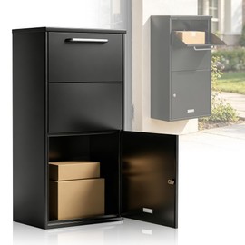 Parcel Delivery Box for Outside, Extra Large Wall Mounted Package Drop Box, Heavy Duty Galvanized Steel Secure Parcel Box for Porch, Lockable Mailbox with 3 Keys (0.8mm Thickness)