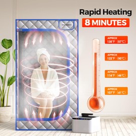 coxeedx Steam Sauna Portable Saunas,Full Size Sauna Tent,Personal Sauna Home Spa,Portable Sauna with 2.6L & 1000W Steamer Sauna,60 Minute Timer with Remote Control,Silver,63"