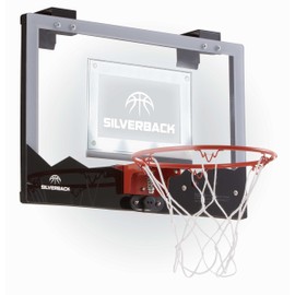 Silverback 23" LED Light-Up Over the Door Mini Basketball Hoop Includes Mini Basketball and Air Pump , Black