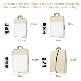 OSDUE 4-Piece Packing Cube Set for Suitcase, Travel Organiser, Suitcase Organiser, Packing Cubes Compression, Suitcase Packing Bags Set, Compression Suitcase Organiser Set, Travel Essentials Suitcase