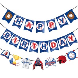 2 Pcs Happy Birthday Baseball Banner Baseball Party Decorations
