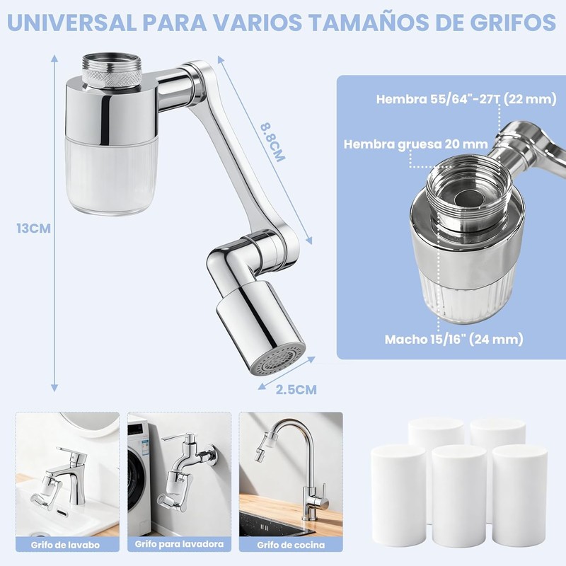 Extensor de Filtro de Grifo, Filtro de Agua para Grifo