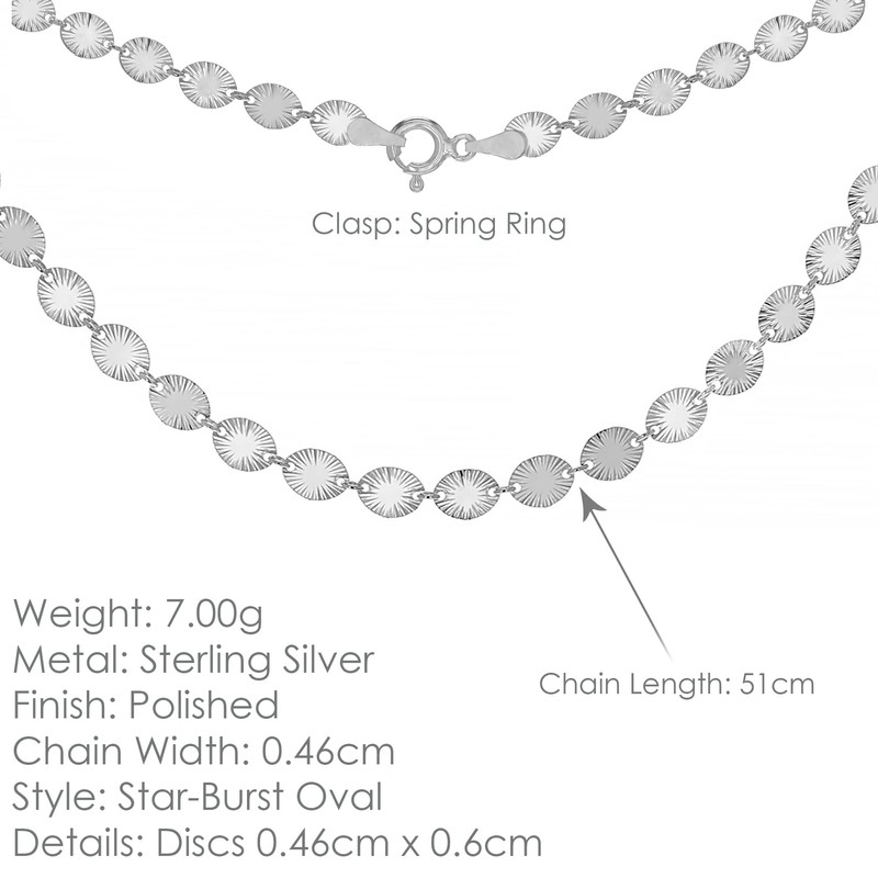 Tuscany Silver Sterling Silver Patterned Oval Disc Necklace, Silver