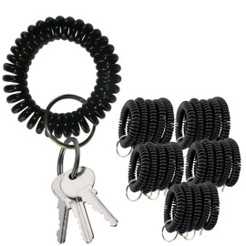 YARRD Pack of 25 Black Wristlet Badge Holder – Elastic Keychain Wristband Stretchable Spiral Bracelet Holder for Gym Pool Spring Spiral Coil