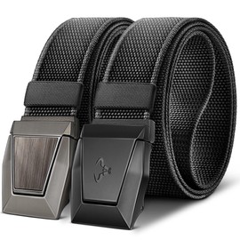 BULLIANT Men Belt 2 Pack,Nylon Web Holster Belt Stretch for Gift Men Outdoor Work Sports Hunting Hiking,Quick Release(Black,38"-42" Waist Adjustable)
