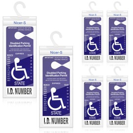 Pajean 6 Pieces Handicap Placard Holder for auto Ultra Transparent Disabled Parking Placard Protector PVC 11.8 x 5 Inch Handicapped Placard Holder Permit Protective Cover with Large Hanger