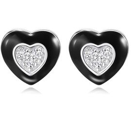 QUADRI 925 Sterling Silver Earrings with Australian Zirconia – Heart – Hoop Earrings – 925 Silver Earrings – Women's Jewellery Made in Italy – Silver Earrings – Gift Included, Klein,, klein, Sterling