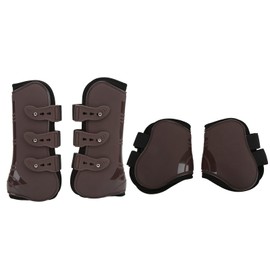 4Pcs Horse Front Hind Leg Boots PU Neoprene Horse Tendon Brace Guards Horse Protection Gears(Brown Front and Hind Set M)