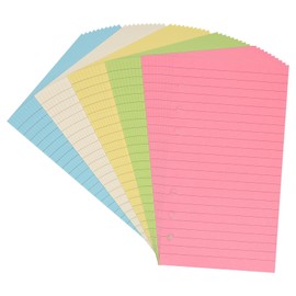Papel de repuesto con forro A6, páginas con rayas de colores A6 para carpetas de 6 anillas, organizador de diario, carpeta perforada de 6 agujeros, 50 hojas/100 páginas, rayado (6.8 x 3.7 pulgadas)