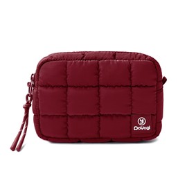 DOYOGI Quilted Cosmetic Bag, Puffer Makeup Bags, Crossbody Purses for women,Cute Travel Toiletry Bag for Women (Wine Red)