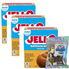 Instant Pie Filling Mix & Pudding 1 oz Box (Pack of 3) with Candy Freezer Freeze Dried Ice Cream Bites (Zero Sugar Butterscotch) - Candy
