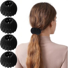 Sizobi Pinza Mágica Para El Pelo Con Forma De Nido De Pájaro Accesorio Para Hacer Moños Para Cabello Grueso Y Fino 4 Unidades Color Negro Ébano