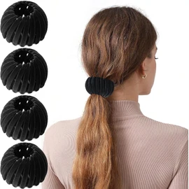 Sizobi Pinza Mágica Para El Pelo Con Forma De Nido De Pájaro Accesorio Para Hacer Moños Para Cabello Grueso Y Fino 4 Unidades Color Negro Ébano