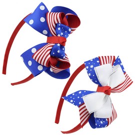 Aceorna 4th of July Headbands Point Bowknot Hair Hoop Bow Patriotic Hairband Independence Day Head Band for Women and Girls