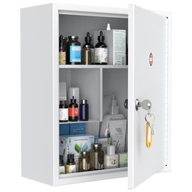 Uniclife - clóset de pared con cerradura de llave con cerradura de bloqueo de primeros auxilios gabinete médico con cerradura de gran capacidad, organ