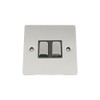 Light Switch Double 2 Gang - Satin Matt Chrome Flat