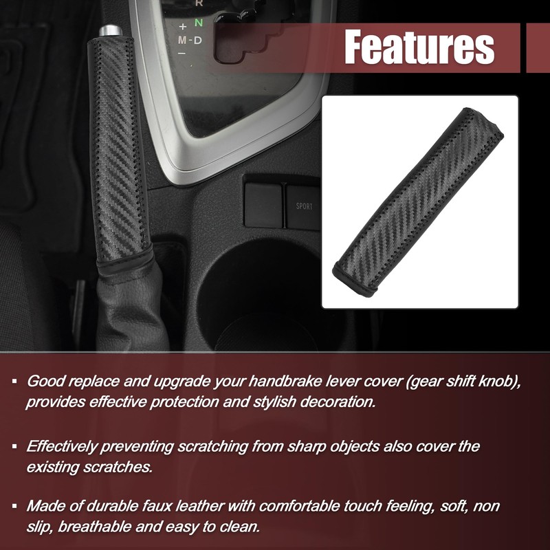 X AUTOHAUX Car Interior Handbrake Cover Protector Carbon Fibre Pattern