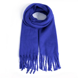 AUSEKALY Women's Scarf Big Colorful Thick Blanket Wrap Winter Oversized Warm Chunky Scarves Solid Royal Blue