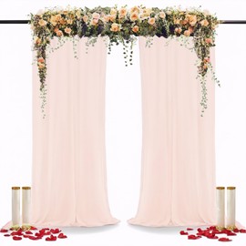 DUOBAO Peach Chiffon Backdrop Curtain-2 Panels 29"x120" Wedding Chiffon Backdrop Drapes Polyester Chiffon Fabric Drapes Birthday Backdrops Voile Window Curtain Photography Backdrop (29''x120''x2pcs)