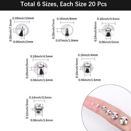 SOFPLATE 1 Box 120Pcs 3/4/5/6/8/10mm Bead Bail Caps Silver Bead End Caps Brass Round Dangle Small Pendant Bails Clasps Connector Accessories for DIY Necklaces Earrings Bracelets Ball Charms Crafts